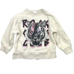 ZARA Girls Cream Tiger Graphic Sweatshirt/Top/Crewneck